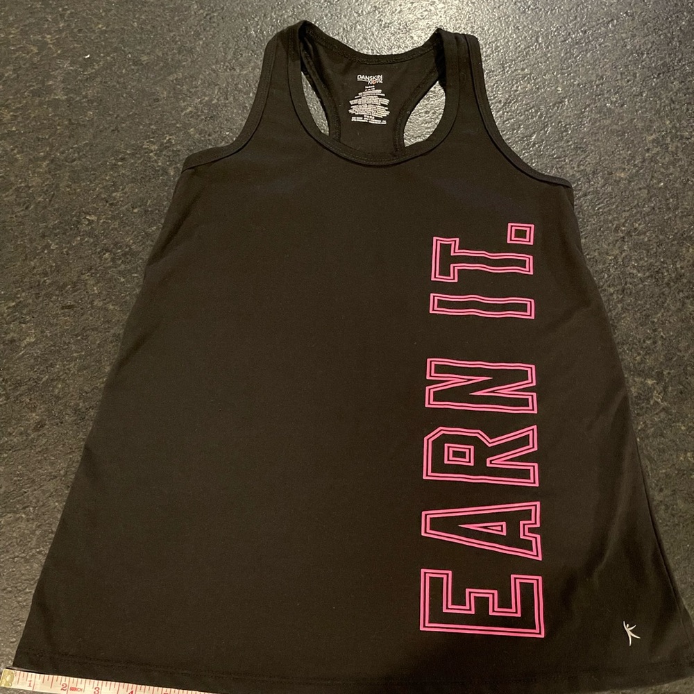 Size Medium (8-10) razor back black tank top